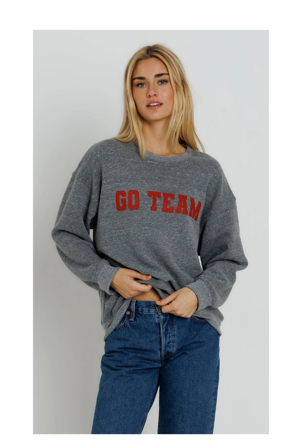 Red GO TEAM Oversized Crew