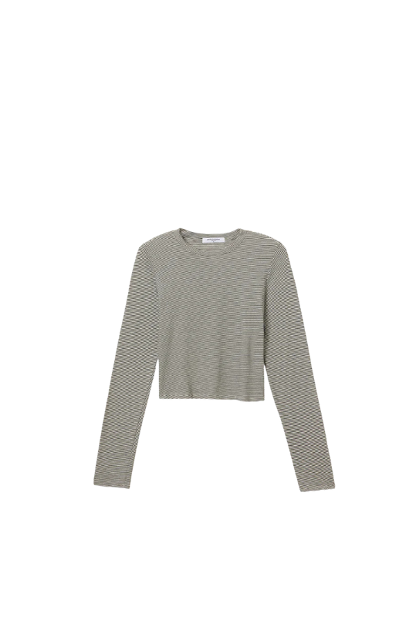 Jamie Stripe Jersey Crewneck Long Sleeve in Ivory/Black Stripe