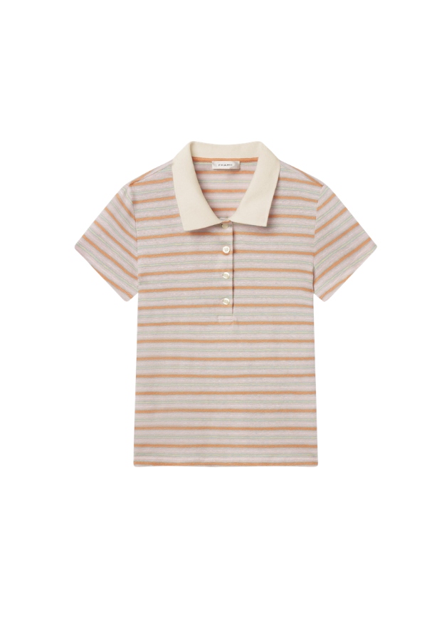 The Striped S/S Polo in Pink Sand