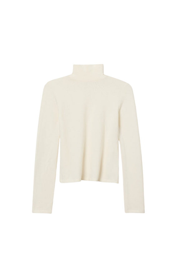 Dana Brushed Sweater Jersey Turtleneck in Sugar
