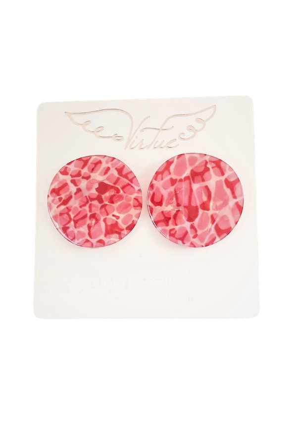 Wavy Acrylic Disc Earrings in Pink