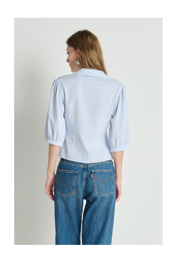 Veronique Blouse in Mini Stripe