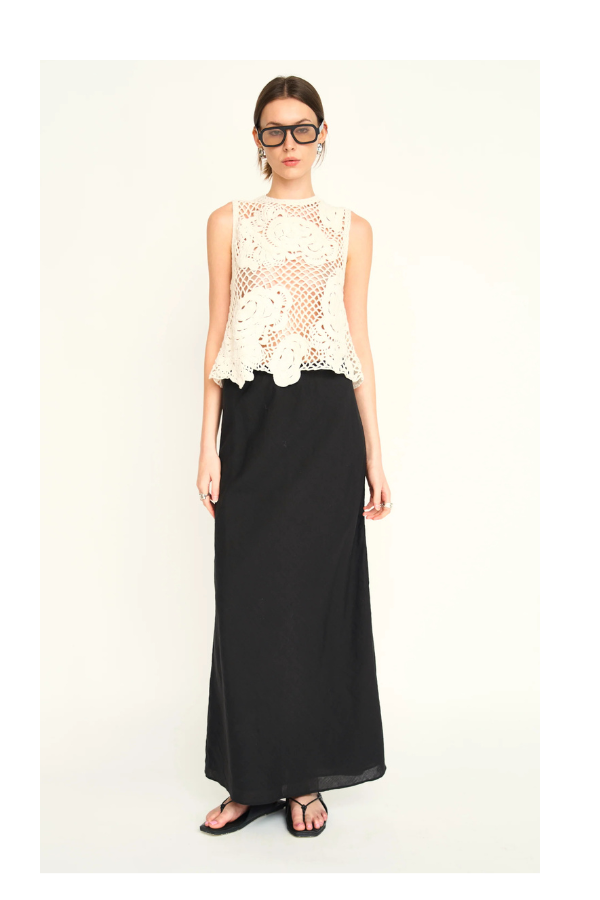 Santanyi Crochet Floral Tank in Cream