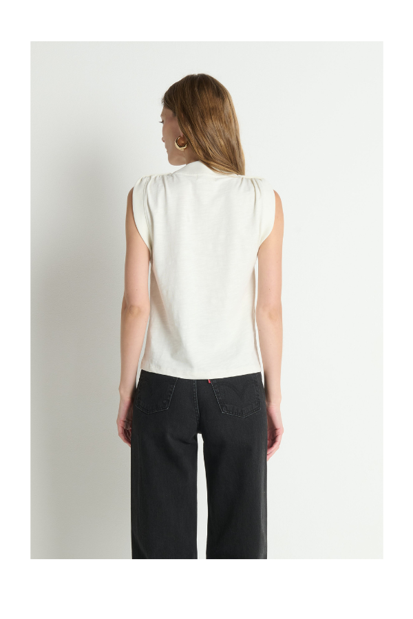 Mikka Buttoned Shoulder Tank in Porcelain