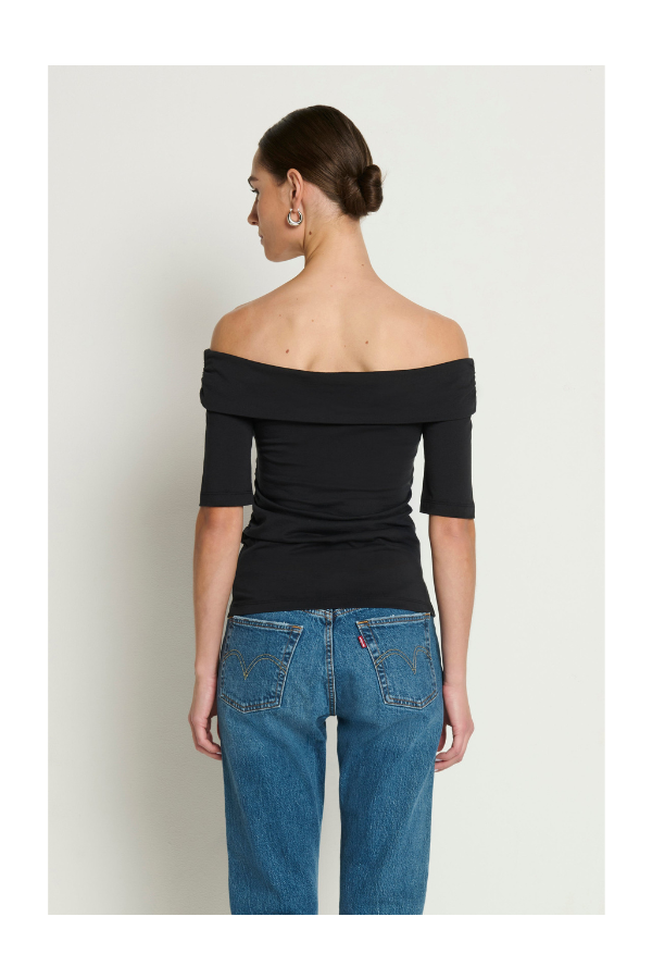 Julia Off the Shoulder Tee in Jet Black