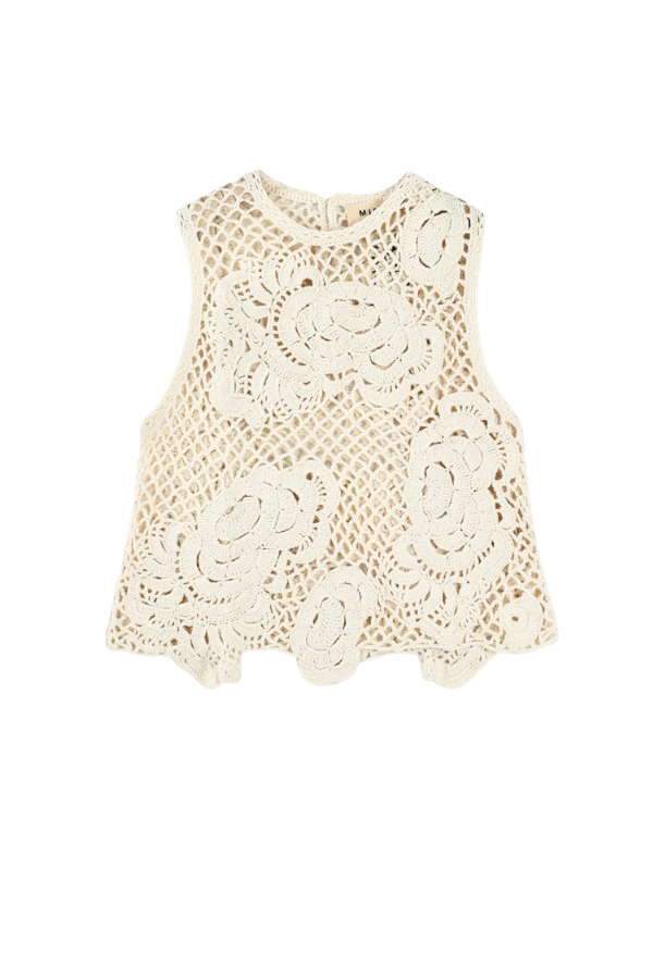 Santanyi Crochet Floral Tank in Cream