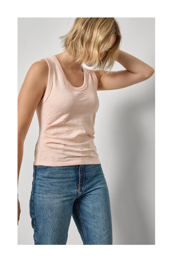 Vintage Side Pleat Tank in Bellini