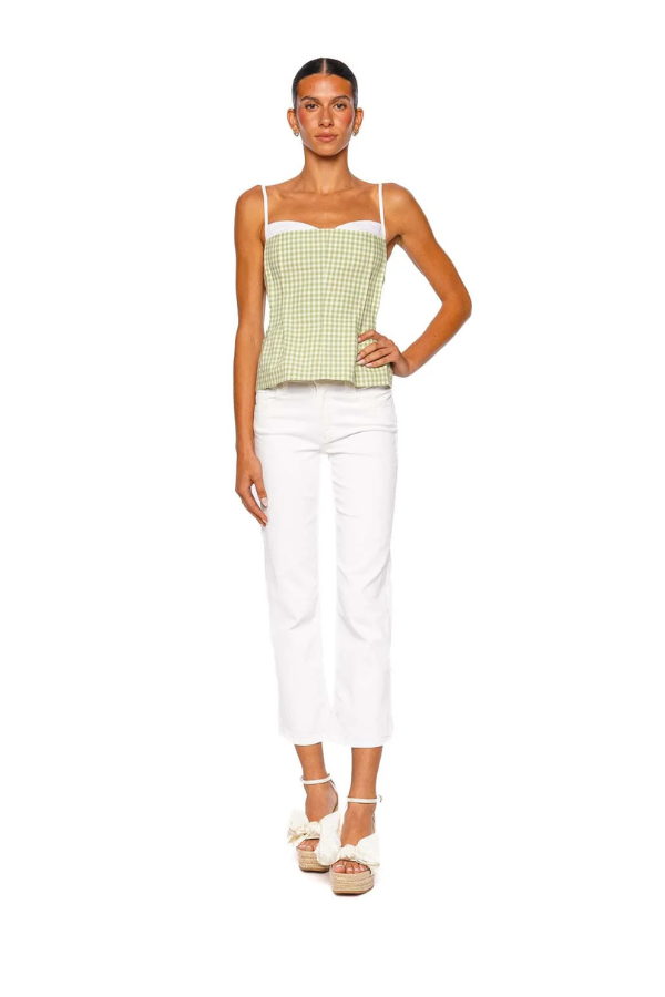 Charlee Bustier Top in Lime Gingham