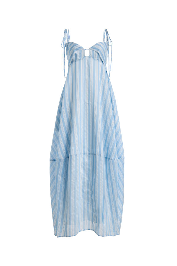 Melly Yarn-Dye Midi Dress in Oxford Blue Multi