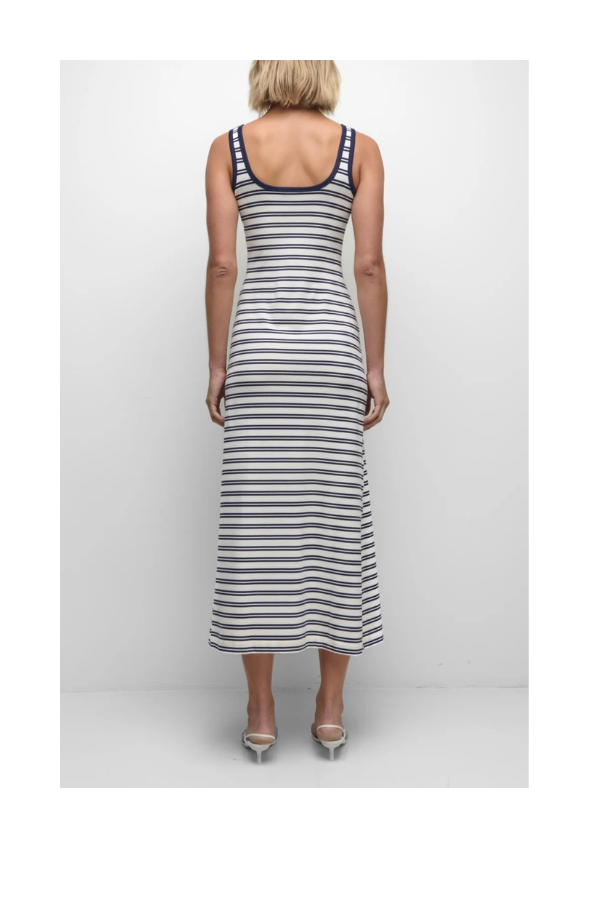 Becker Cotton Jersey Midi Dress in Midnight Stripe