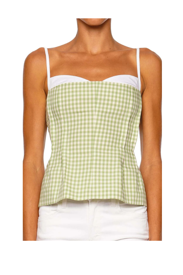Charlee Bustier Top in Lime Gingham