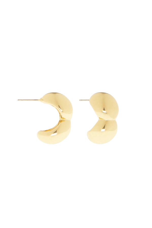 Double Dome Post Hoop Earrings in Gold