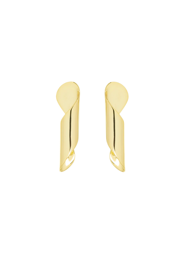 Curled Metal Post Earring in Gold