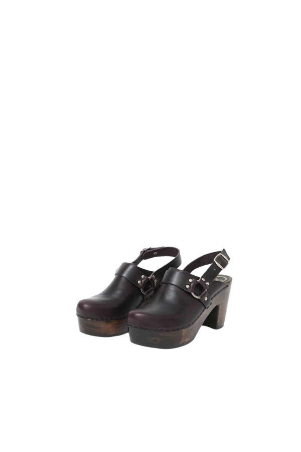 Hugo Clog on Platform in Black Cherry