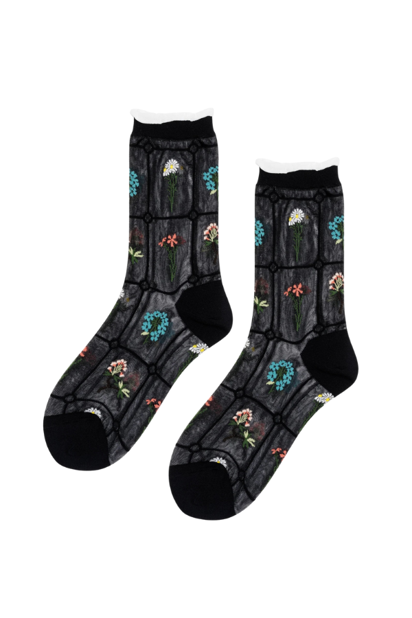 Horticulture Sheer Crew Sock in Black