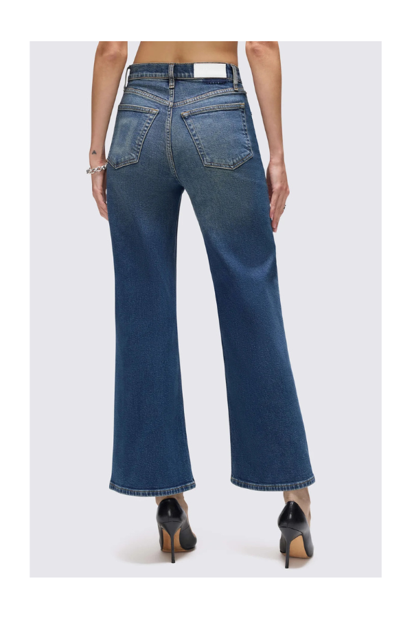 High Rise Wide Leg Crop Jean in Smoke Water