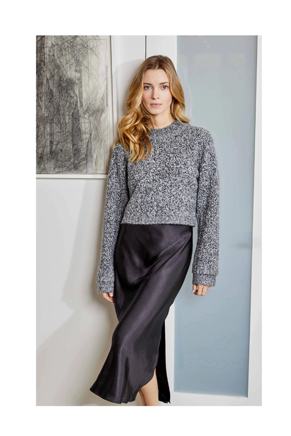 Roz Sweater Dress Combo in Jet Marl