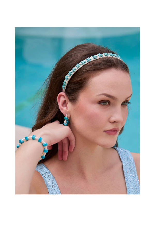 TURQ PEARL BEACH CLUB HOOP EARRINGS