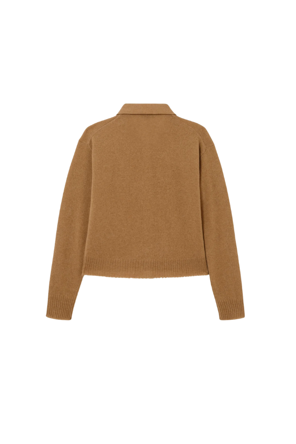The Loose Polo Cardigan in Toffee