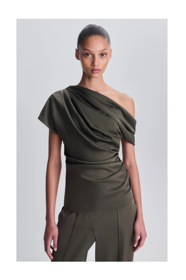Phoebe Draped Top in Dark Olive
