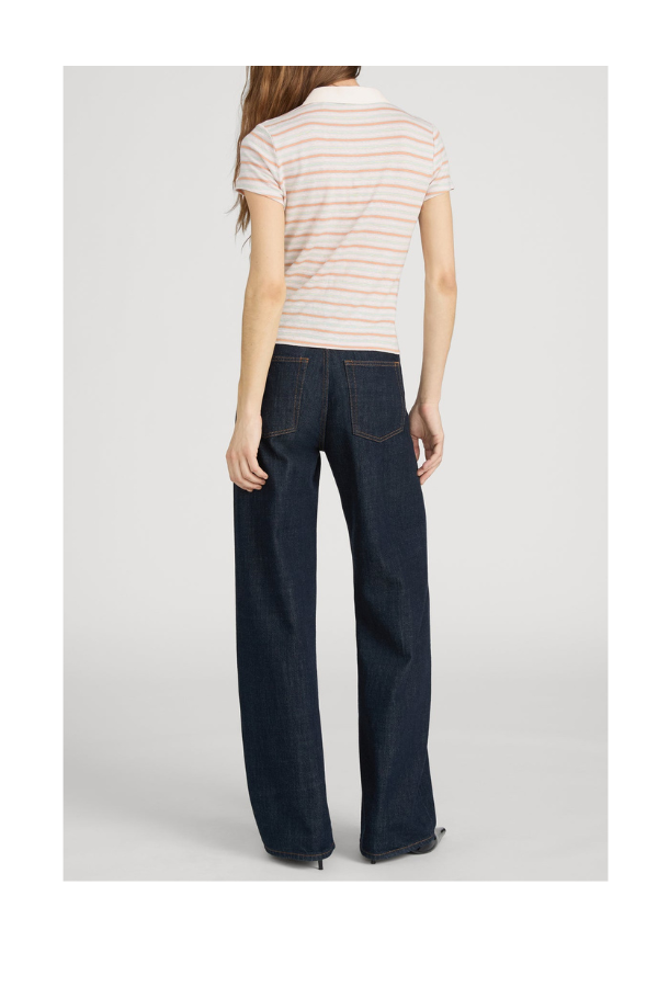 The Striped S/S Polo in Pink Sand