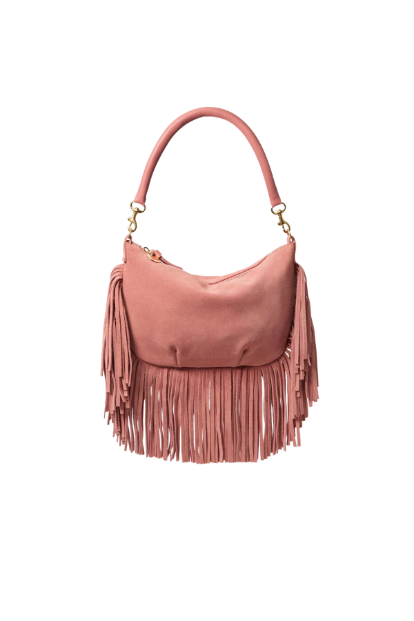 Petit Moyen Messenger in Rose Clay Suede Fringe