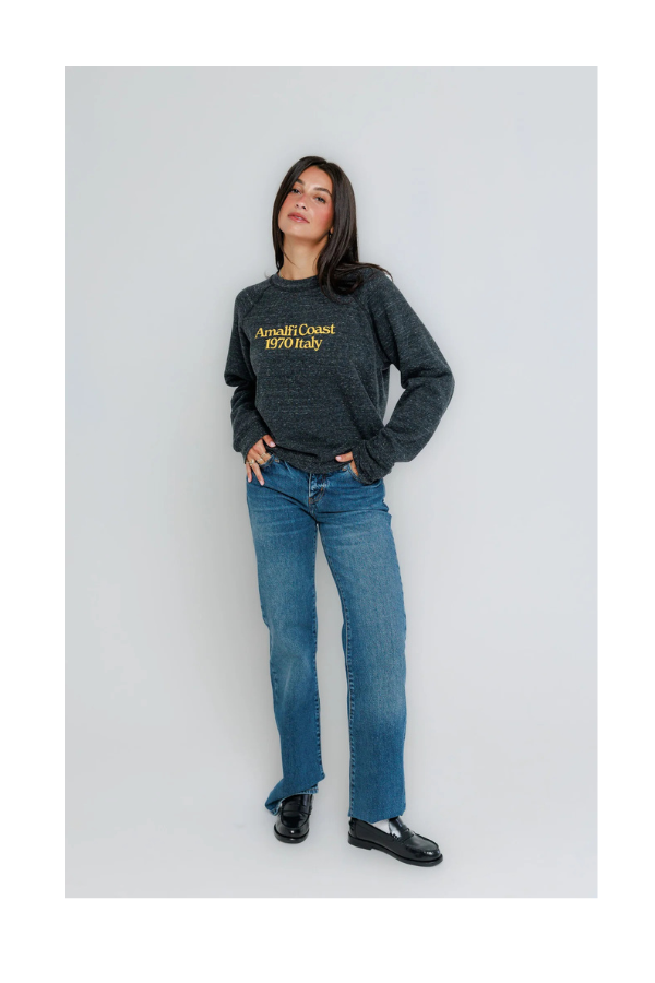 Amalfi Coast Raglan Crew in Vintage Black