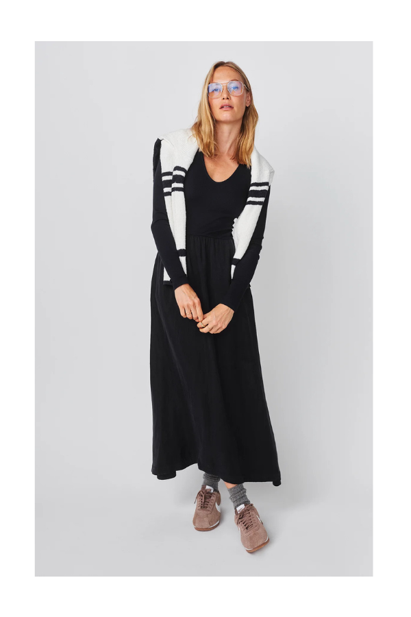 Cap Sleeve Mixed Rib/ Cupro Dress