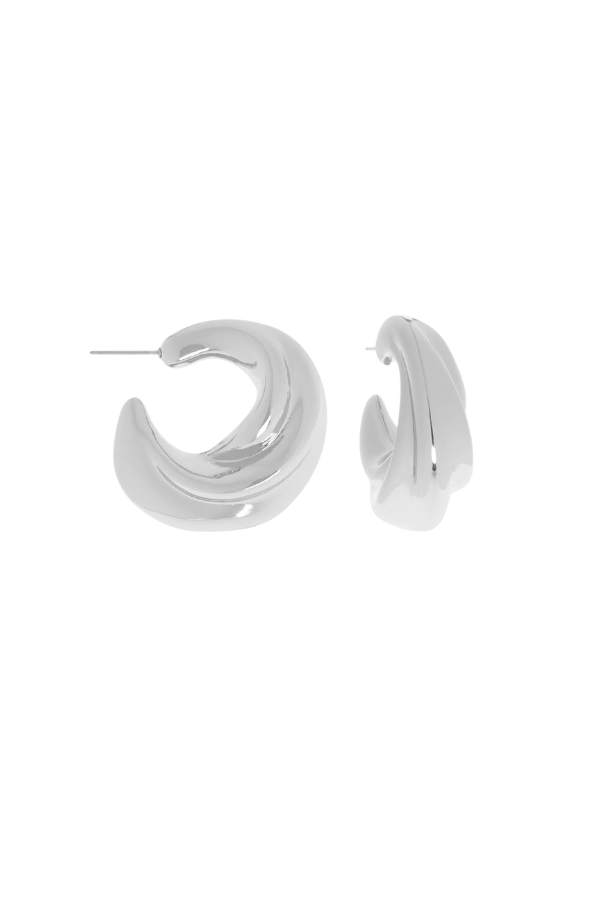 Organic Twist Dome Hoop Earrings in Silver