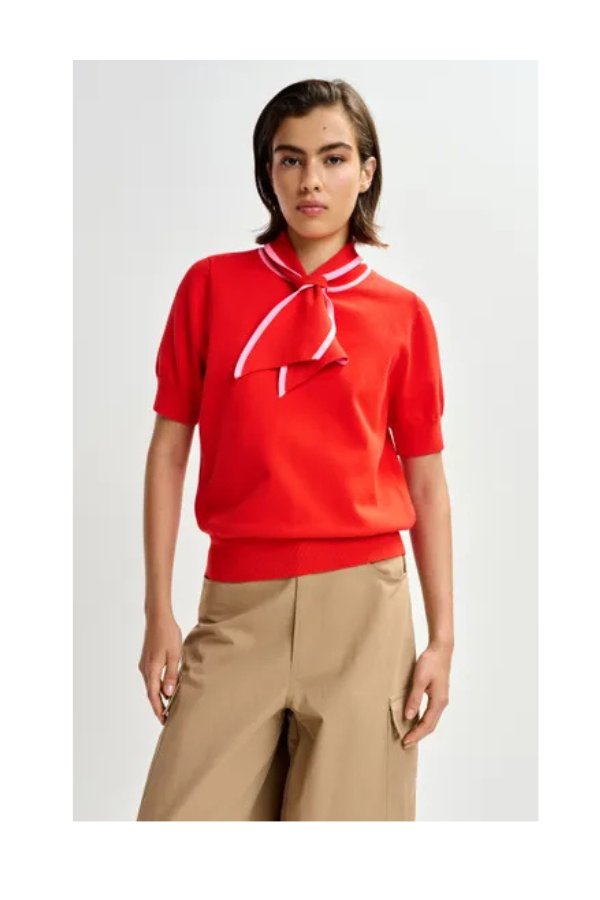 Jonda Contrast Color Polo in Orange Brulee