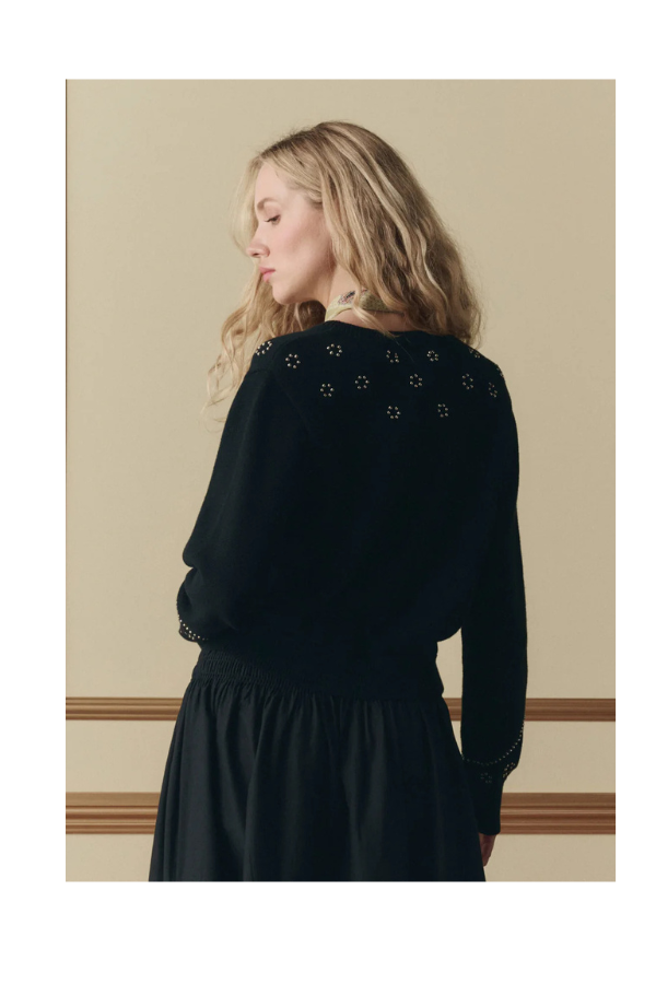 The Studded Cardigan in Black