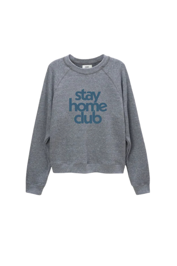 Stay Home Club in Raglan Crew in Heather Grey