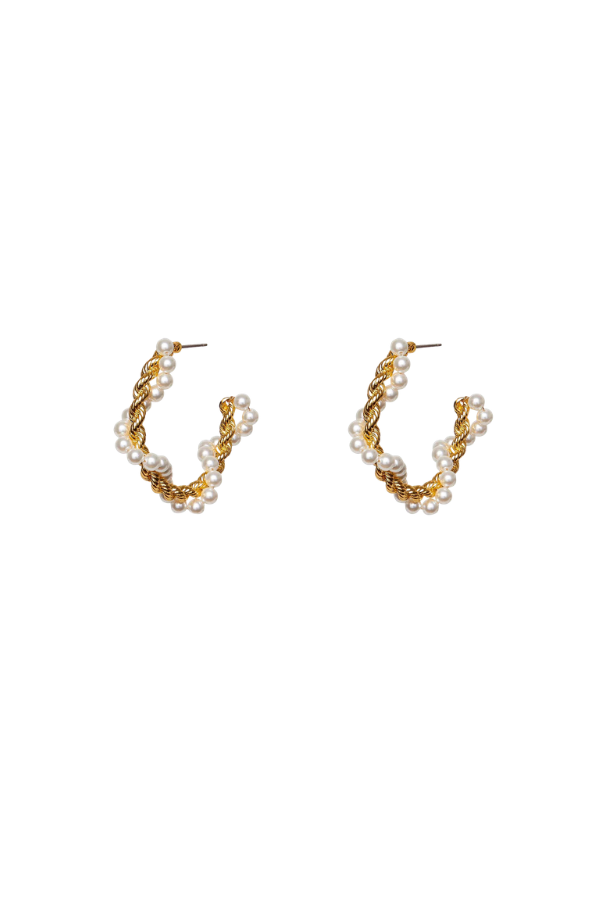 PEARL ROPE TWIST HOOP EARRINGS