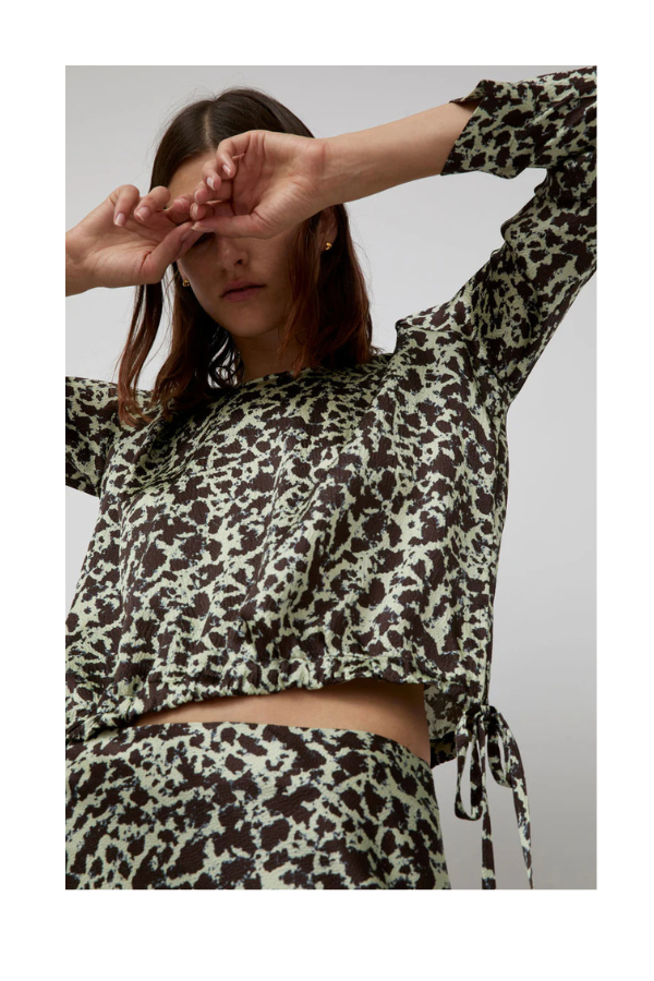 Ana Top in Mint Ink Blot