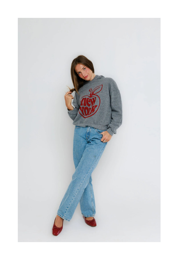 Big Apple NY Classic Hoodie in Heather Grey