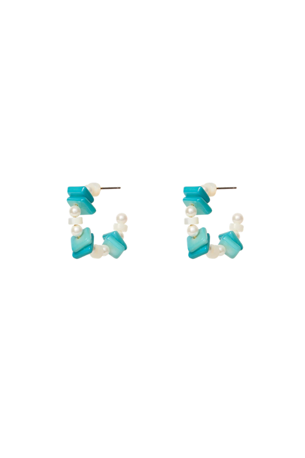 TURQ PEARL BEACH CLUB HOOP EARRINGS