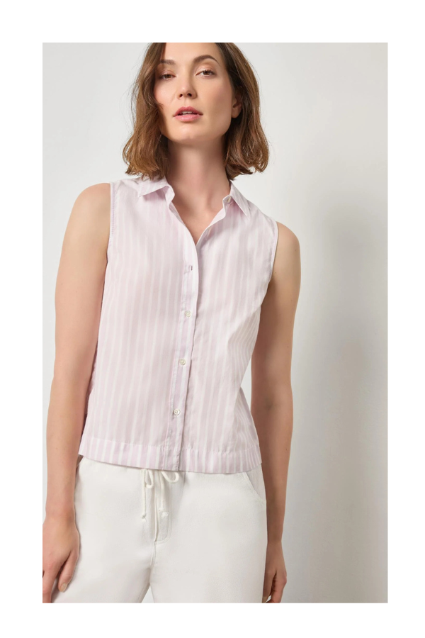 Striped Sleeveless Shirt in Lavender Stripe