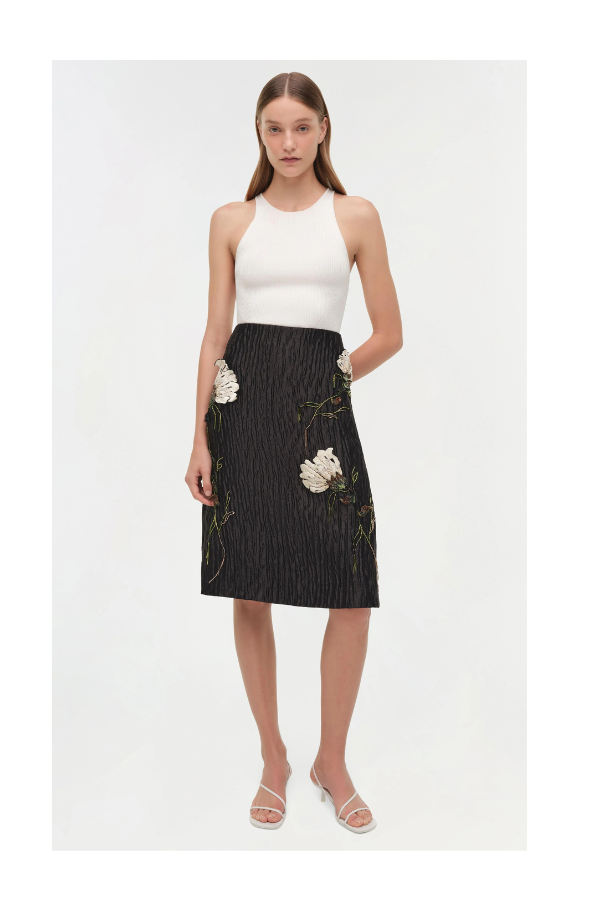 Arla Midi Skirt in Black