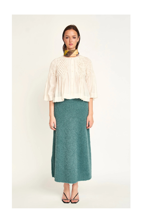 Ynez Hand Smocked Blouse in Cream