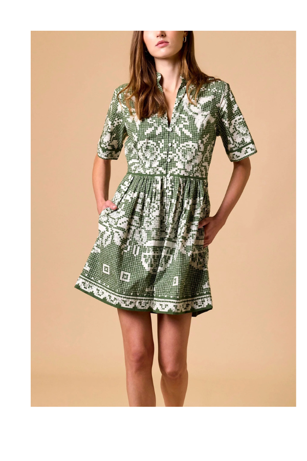 Starling Mini Dress in Verdant Flight