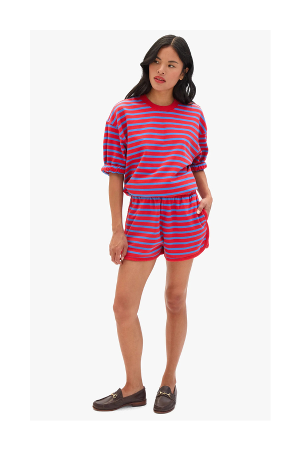 Le Jogging Short in Red/ Bright Cobalt Stripe