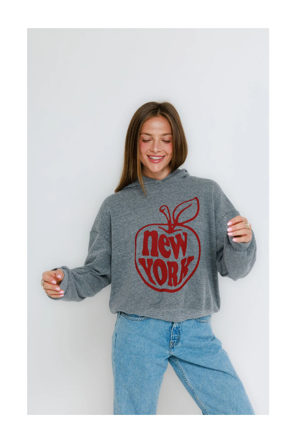 Big Apple NY Classic Hoodie in Heather Grey