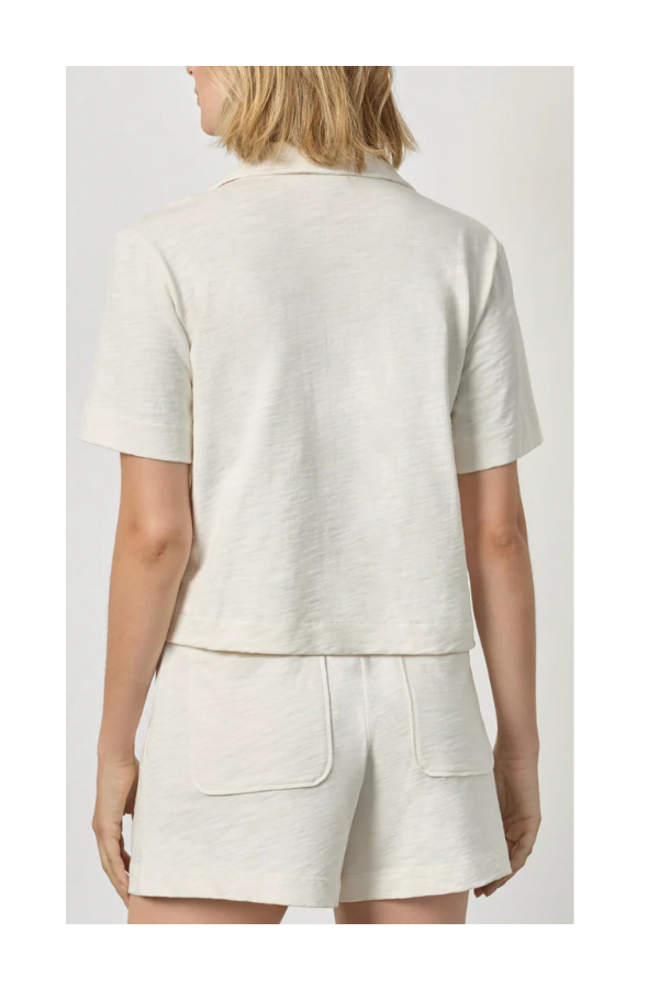 Elbow Sleeve Button Down in Ecru