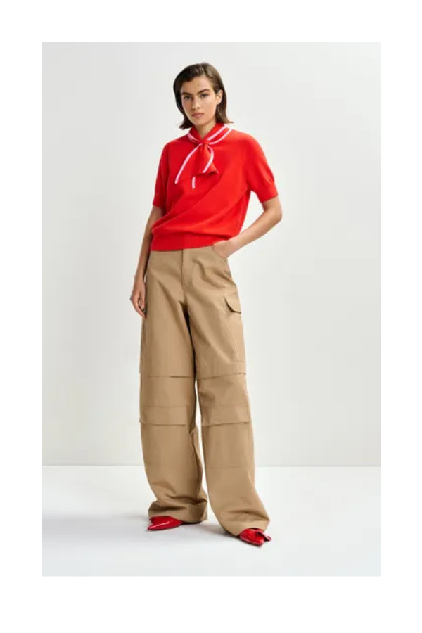 Jonda Contrast Color Polo in Orange Brulee