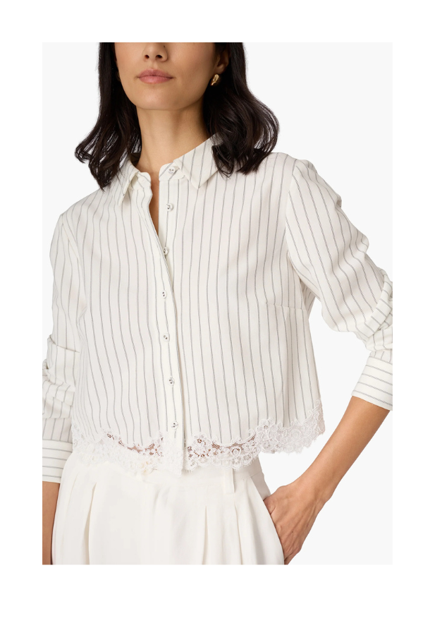 Callum Button Down in White Pinstripe