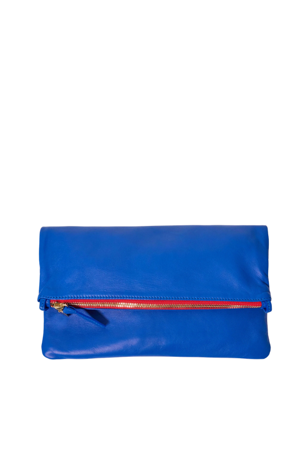 Foldover Clutch with Tabs in Electric Blue