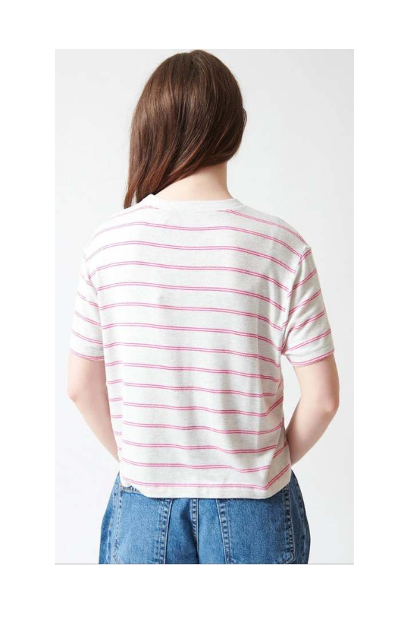 Shrunken Boy Tee in Heather Pink Stripe