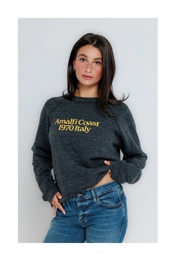 Amalfi Coast Raglan Crew in Vintage Black