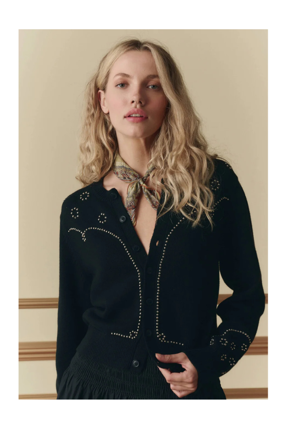 The Studded Cardigan in Black
