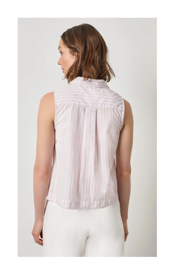 Striped Sleeveless Shirt in Lavender Stripe